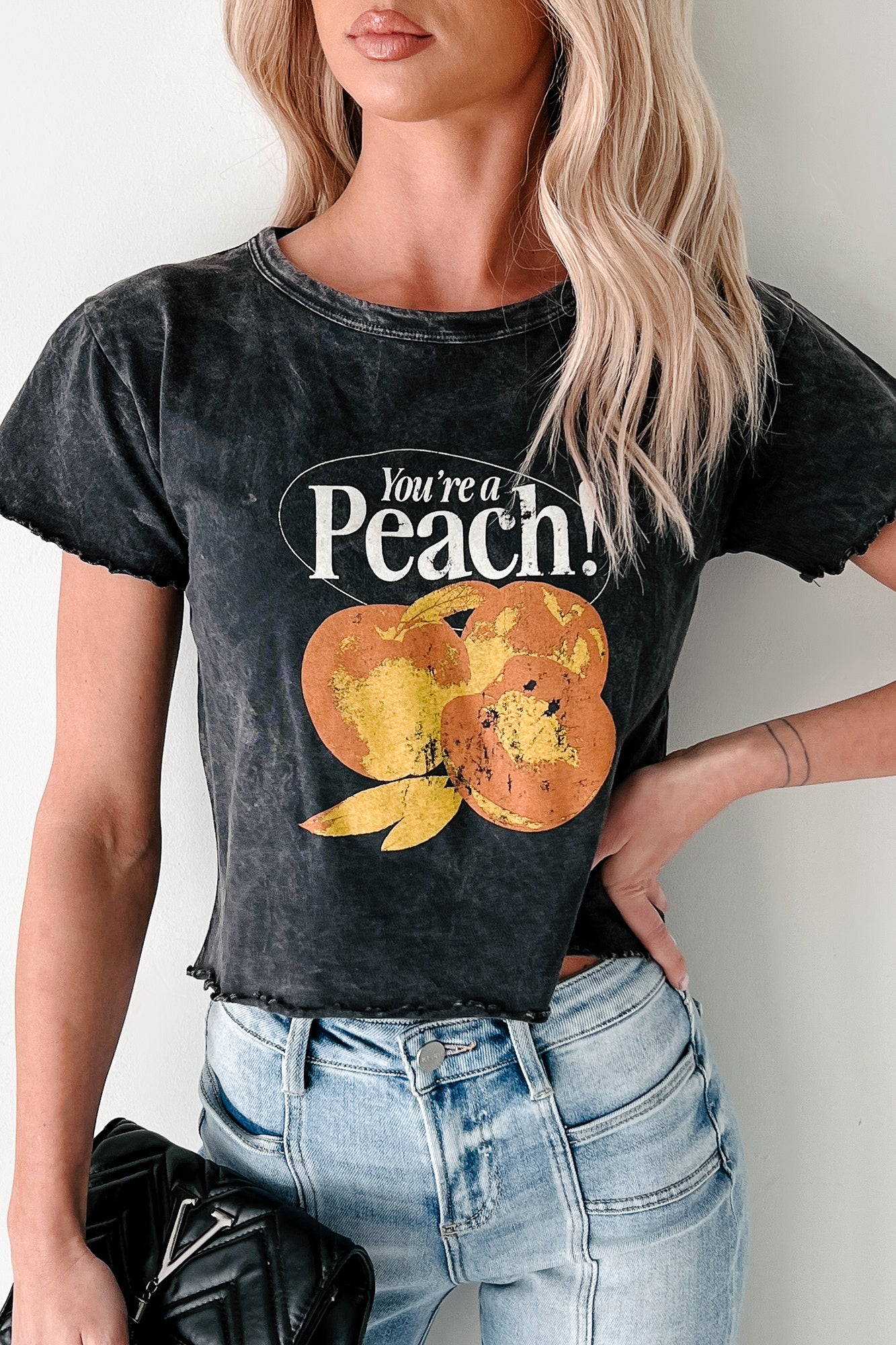 "You're A Peach" Graphic T-Shirt (Charcoal) - Image 6