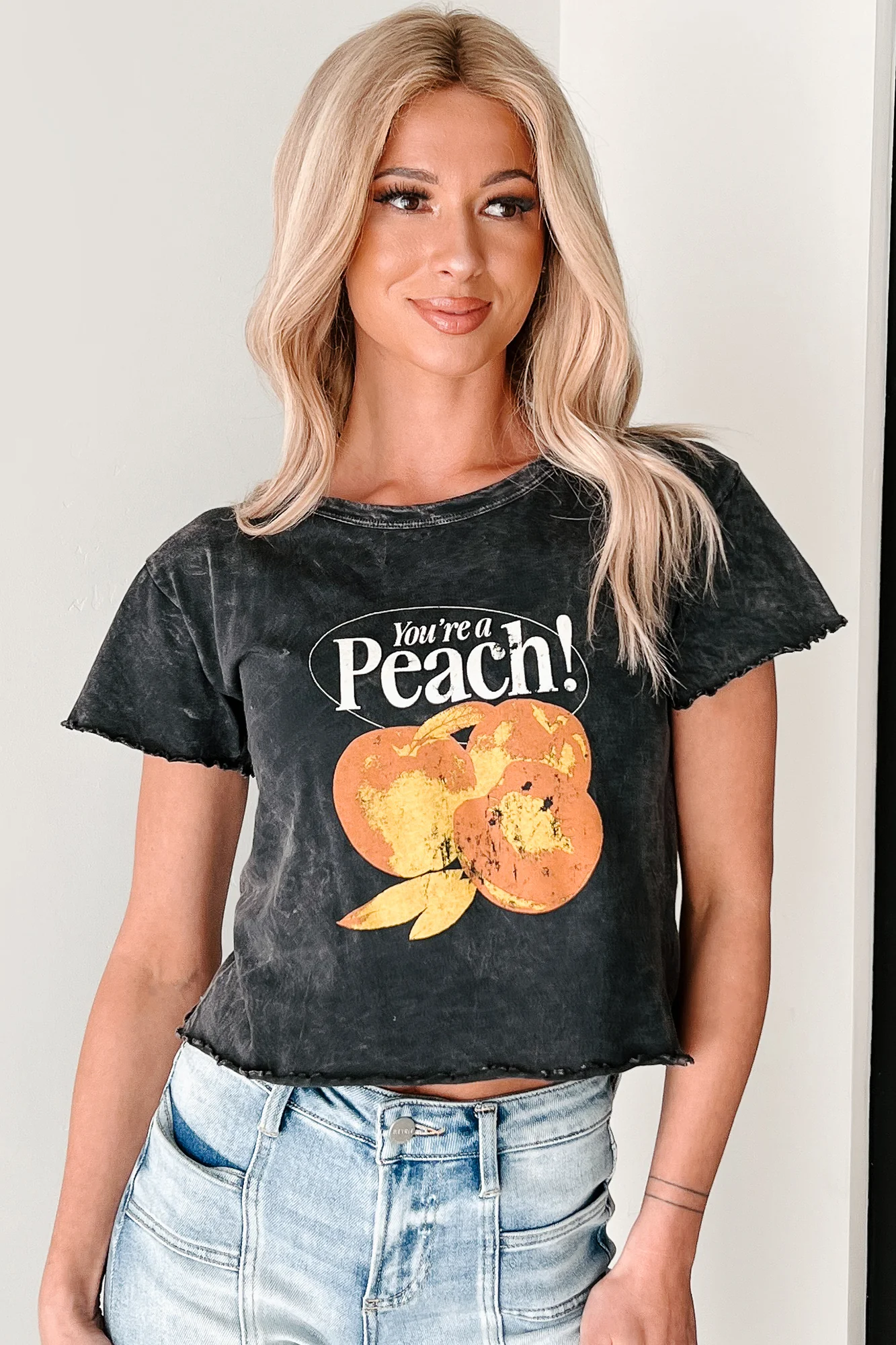 "You're A Peach" Graphic T-Shirt (Charcoal) - Image 7
