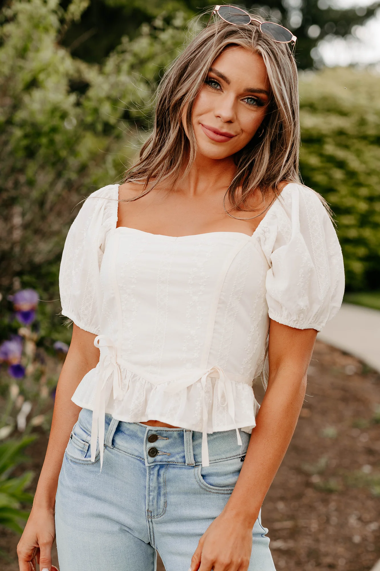 Yours For Now Floral Embroidered Crop Top (Ivory) - Image 8