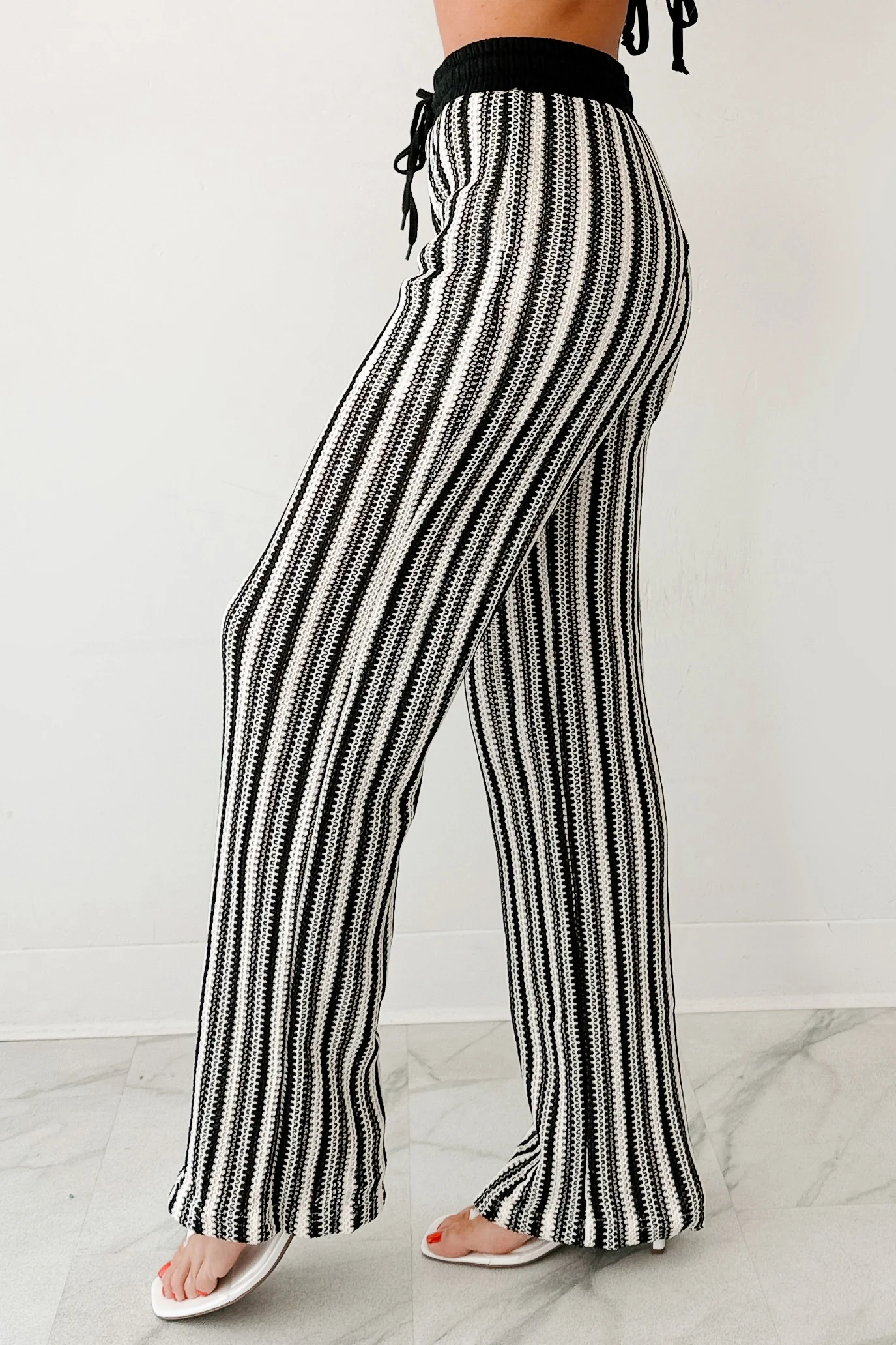 Yours To Hold Striped Crochet Pants (Black/Ivory) - Image 5