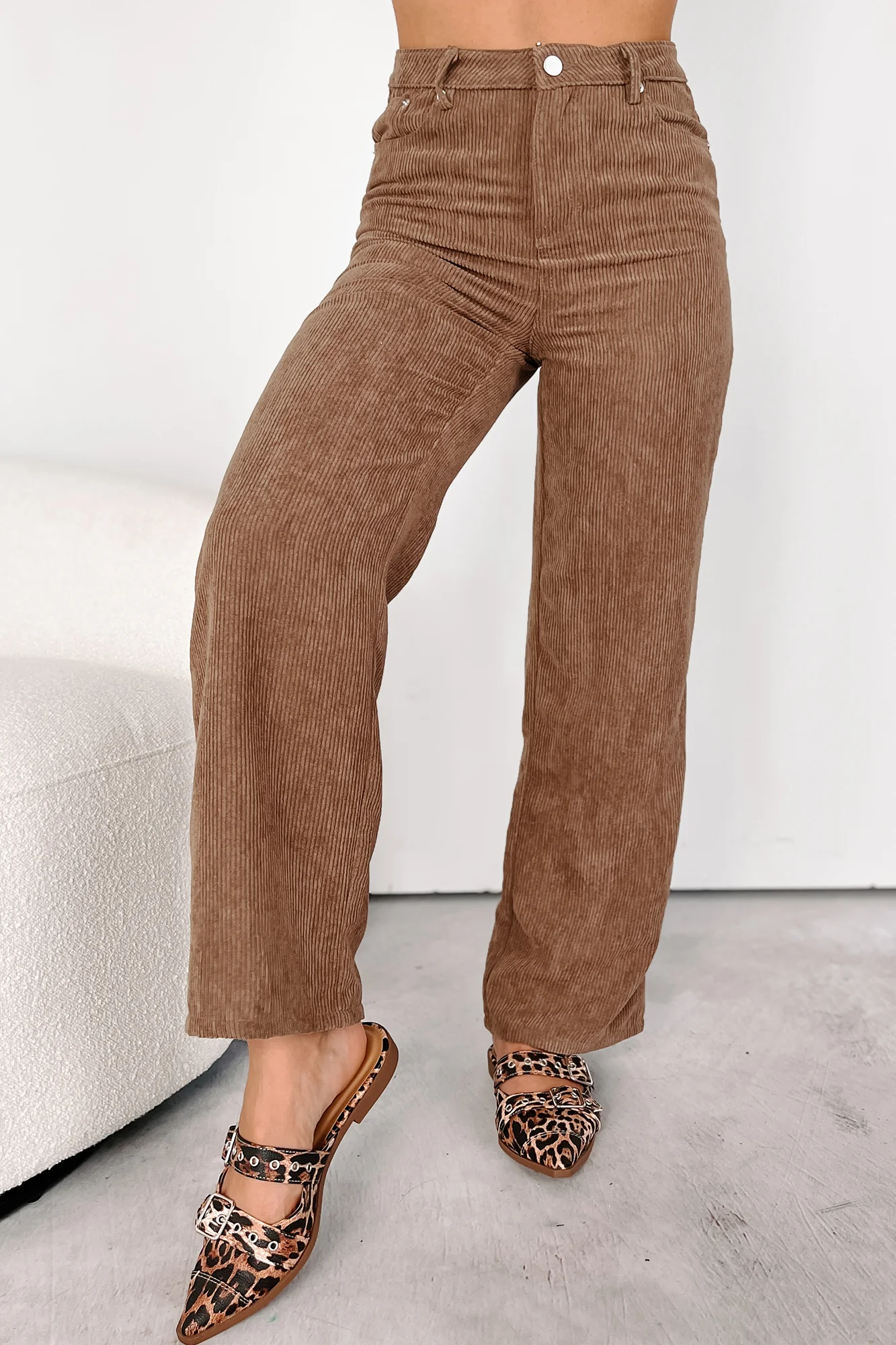 Zachary High Rise Corduroy Pants (Mocha) - Image 5