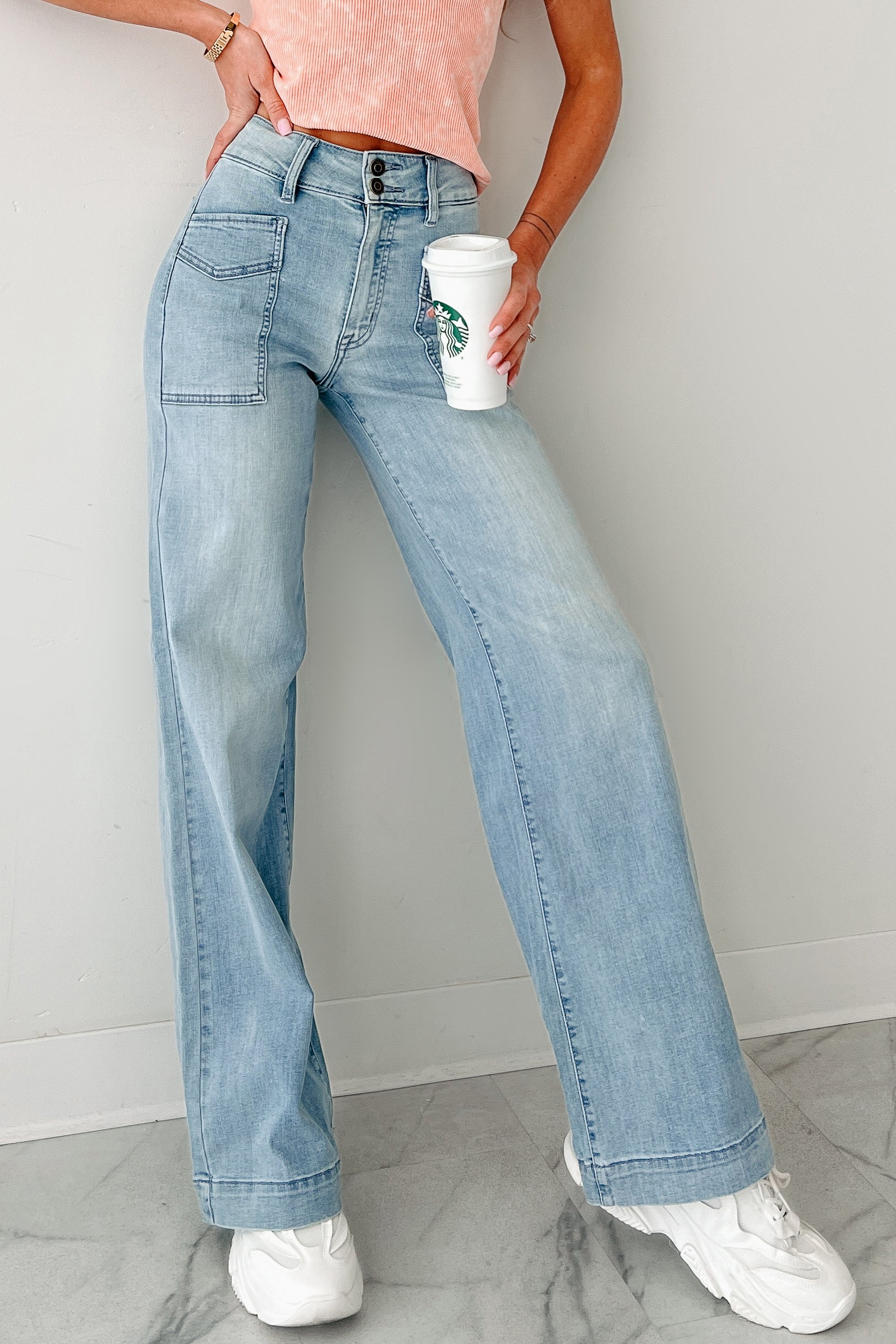Zella High Rise Wide Leg Eunina Jeans (Medium) - Image 6